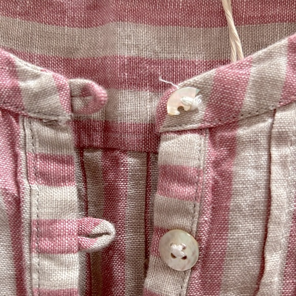 Faherty Isha linen dress pink and natural striped - Picture 3 of 6